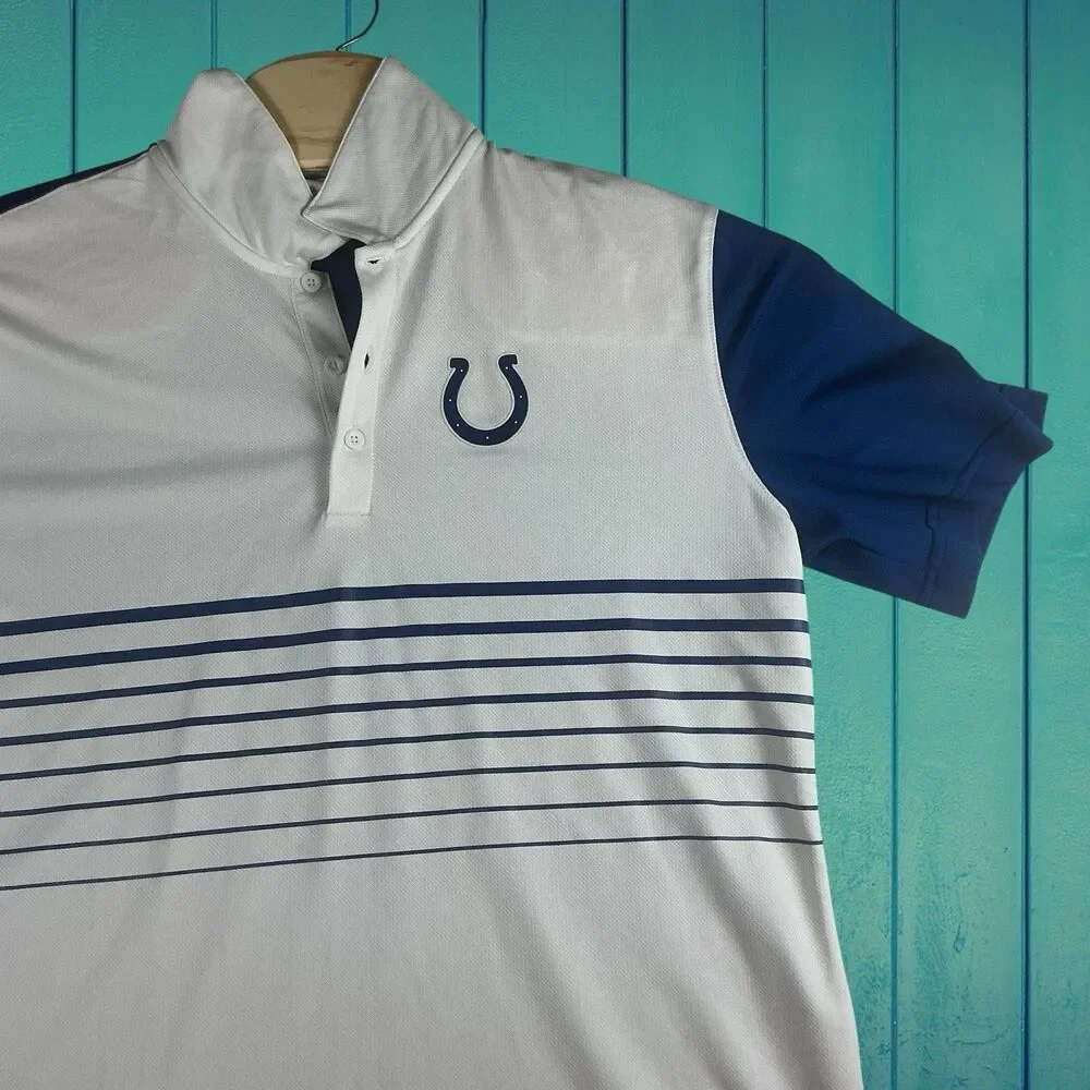 Nike Dri-FIT Indianapolis Colts Polo Shirt Mens Large NFL Blue White